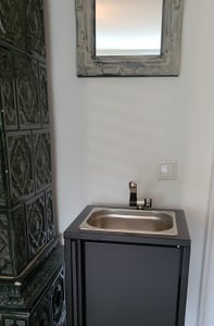 Mobiles Spülbecken Waschbecken Spüle Handwaschbecken Weiß inkl. Zubehör Kunden-Foto 2
