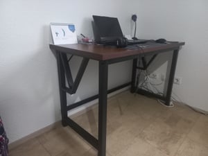 Gaming-Schreibtisch Dunkle Buche Modern Mit Regal Industrial Loft 120 Cm Kunden-Foto 1