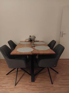 WOLTU 2×Esszimmerstuhl drehbar, Armlehnstuhl gepolstert, aus Chenille,Dunkelgrau Kunden-Foto 1