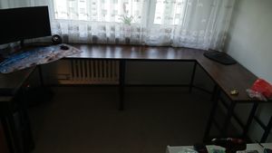 VASAGLE Schreibtisch L-förmiger Computertisch Eckschreibtisch mit 2 Ablagen Weiß Kunden-Foto 3