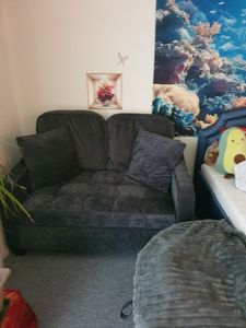 MODFU Multifunktionales Sofa Schlafsofa mit Aufbewahrungs-Hocker,Relaxsofa mit rutschfeste Kunststoffbeine,Rosa Kunden-Foto 4