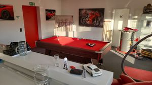 Billardtisch 8 ft Billard Billard-Spiel Messung 220 x 110 cm rot Kunden-Foto 1