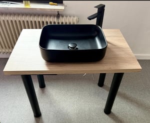 HOMELIVE Waschtisch Wasserhahn Schwarz Waschtischarmatur Einhebelmischer Mischbatterie Badezimmer mit Schlauch Badarmatur Schwarz Duscharmaturen Kunden-Foto 2