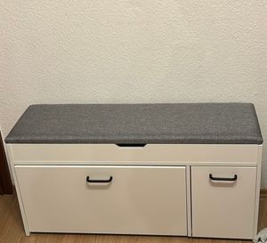 Mondeer Schuhschrank Schuhbank mit Sitzfläche 100 x 52 x 30 cm Grau Kunden-Foto 4