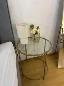 VASAGLE boční stolek, malý skleněný stolek, robustní tvrzené sklo, kulatý, Ø 50 cm, černý Fotografie od zákazníka č. 1
