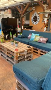 POKAR Palettenkissen Palettenauflagen mit abnehmbarem Bezug Palettensofa, Größe:Deko-Kissen 40x40, Farbe:Dunkelblau Kunden-Foto 1