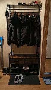 VASAGLE Garderobenständer mit Schuhbank, Garderobe, Schuhaufbewahrung, 2 Schubladen aus Stoff, 10 Haken, 6 seitliche Haken, 30 x 80,4 x 181,6 cm Kunden-Foto 4