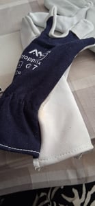 Arbeitshandschuhe Leder Montage Handschuhe Gartenhandschuhe Ziegenleder Lederhandschuhe Baumwolle Rtopper blau Größe 8 Kunden-Foto 2