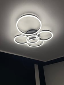 ZMH Deckenlampe LED 46W Deckenleuchte Wohnzimmer Dimmbar mit Fernbedienung Gold 2 Ring aus Acryl Deckenbeleuchtung Modern Design für Schlafzimmer Kunden-Foto 6
