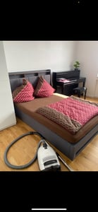 Flieks Polsterbett 180x200cm mit USB, Jugendbett Doppelbett mit Lattenrost und Stauraum, Stauraumbett mit LED, Leinen, Grau Kunden-Foto 10