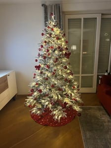 Yorbay 210cm Künstlicher Weihnachtsbaum  Tannenbaum mit Beleuchtung Weiß Schneeflocken LED  für Weihnachten-Dekoration Kunden-Foto 3