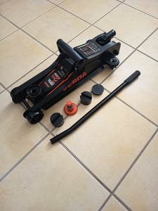 Verda Hydraulischer Wagenheber 2,5T  85-365mm, Heber PKW Autoheber Rangierwagenheber + 3x Gummi + Inkl. Montagehandschuhe SUV Tief Flach SN10663 Kunden-Foto 2