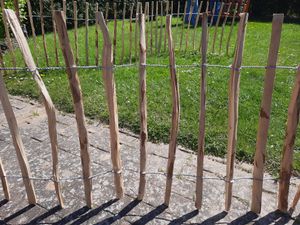 Staketenzaun in 26 Größen - Holzzaun aus Haselnuss - Gartenzaun Holz Höhen 50 cm - 150 cm Länge 5/10 Meter - Kastanienzaun für Garten (90cm x 5m) Kunden-Foto 11