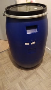 Regentonne Weithalsfass 220 Liter Regenfass Kunststoffbehälter blau mit Wasserhahn Kunden-Foto 1