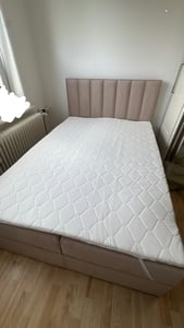 TRADA łóżko na sprężynach 160x200 Palermo z szufladami z materacem z topperem w komplecie łóżko tapicerowane Bonell H3 Beige Zdjęcie produktu od klienta nr 1