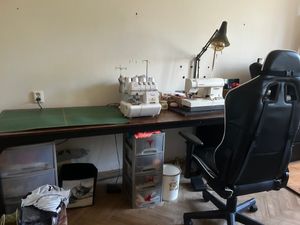 Tribesigns Schreibtisch Computertisch 200x70x 5 cm Doppelter langer Schreibtisch,PC Tisch Bürotisch Arbeitstisch Esstisch Büro-Möbel, Rustikales Braun Kunden-Foto 5