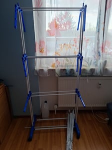 4-stufiger Wäscheständer,mit Rädern Klappbare Kleidung Trocknungsstand,Zum Trocknen Von Kleidung,Kompakt,Leifheit Wäsche,Platzsparende Blau Kunden-Foto 4