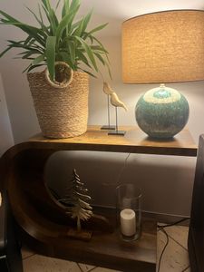 Tribesigns Konsolentisch, C-förmiger Mid-Century Modern-Stil Konsolentisch aus Holz für den Flur, Eingang, Foyer,  Schwarz, 110 x 35 x 75 cm, Schwarz Kunden-Foto 2