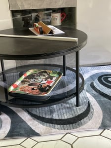 VASAGLE Couchtisch, Wohnzimmertisch, 80 x 46 cm (Ø x H), Marmorweiß-Tintenschwarz Kunden-Foto 13