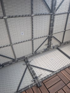 Merax polyratanový lounge zahradní obývací set pro 3-4 osoby, 5dílná sedací souprava s pohovkou, stolem, taburetem a polštáři, balkonový nábytek, zahradní nábytek, šedý Fotografie od zákazníka č. 2