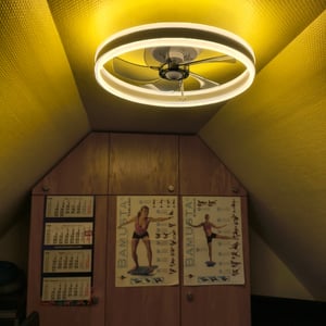 75W LED Deckenleuchte mit Ventilator, Dimmbar Mit Fernbedienung, 6 Geschwindigkeiten, 50cm Deckenventilator Für Wohnzimmer Schlafzimmer Esszimmer Kunden-Foto 2