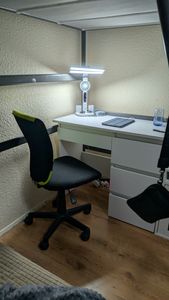 MasterLED LED Schreibtischlampe 3in1 Schwarz, Ventilator, Uhr & Datum, CCT 3-farbig Dimmbar, USB-C für Büro Kunden-Foto 1
