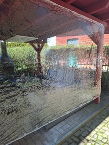 Wasserdichte Transparente PVC Plane mit Ösen, wetterfeste Plane strapazierfähige Vordächer Faltbar,3 × 6M Regenschutz Abdeckplane für Gartenmöbel Pflanzen Gewächshaus Kunden-Foto 4