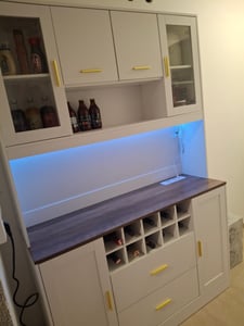 Flieks Cuisine Armoire haute avec Led, Buffet de cuisine avec Usb et prise électrique, Armoire de cuisine avec espace de rangement, 120x36.3x180cm, Noir Photo du client 1