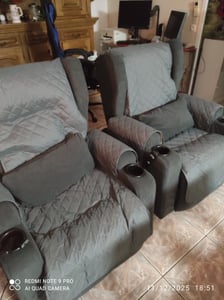 COMHOMA Poltrona rilassante poltrona massaggiante in piedi poltrona reclinabile TV con massaggio poltrona ergonomica connessione USB Superficie tessut Foto del cliente 1