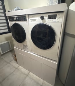 Badezimmerschrank über der Waschmaschine mit Schublade MARGO - weiß Kunden-Foto 1