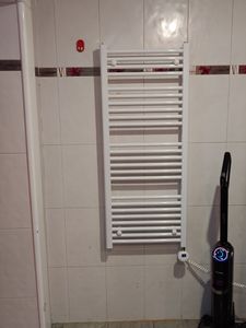 Heilmetz Grzejnik łazienkowy elektryczny 120 x 50 cm 600 W Elektryczny grzejnik na ręczniki Grzejnik do suszenia ręczników Biały Zdjęcie produktu od klienta nr 1