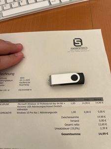 Microsoft Windows 10 Pro USB-Stick von ksenergy+ Produktschlüssel + Lizenzdaten vorab per E-Mail in 10 Sekunden Kunden-Foto 1