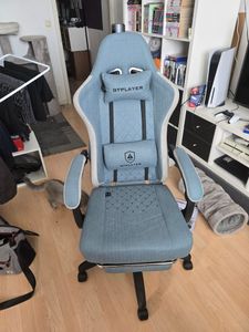 PLAYER Gaming Stuhl Ergonomischer Gaming Sessel Schreibtischstuhl PC Gamer Racing Stuhl mit Stoffoberfläche, Federsitzkissen, Verbindungsarmlehnen Kunden-Foto 39