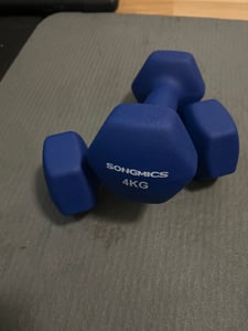 SONGMICS Hanteln, 2er Set, 2 x 3 kg, Hantelset, Kurzhanteln, Hexagon, Neopren-Beschichtung, Krafttraining, Workout, Fitnesstraining, für Zuhause Kunden-Foto 2