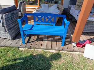 KADAX panchina in legno con schienale 119 cm patio giardino Foto del cliente 4