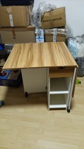 Mondeer Esstisch Klappbarer Küchentisch  mit einer Schublade und zwei Lagerregalkonsolen Esszimmertisch Kaffeetisch mit verstellbaren Füße Kunden-Foto 11