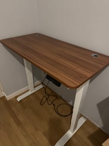 Desktronic HomePro Elektrisch höhenverstellbarer Schreibtisch 120x60cm Schwarz/Walnuss mit Memory-Funktion, Anti-Kollisions Technologie, USB-A und USB-C-Ladeanschlüssen Kunden-Foto 1