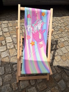 Dreamroots Kinder Liegestuhl klappbar Holz, bis zu 130 kg, Sonnenliege klappbar mit 3-stufiger Neigungsregulierung der Rückenlehne, Sweet Pears Kunden-Foto 1