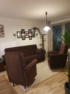 Couchgarnitur 3-1-1 ORLANDO, Couch mit Schlaffunktion und Bettkasten, Couch + 2 Sessel - Beige Kunden-Foto 2