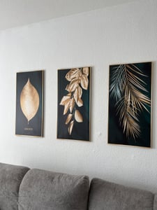 Maľba 120x80 cm zarámované zelené pozadie a zlaté listy obrazy na plátne značkové umelecké výtlačky 4414 Fotografia od zákazníka č. 3