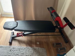 HOMCOM Hantelbank Fitnessbank Schrägbank Multifunktion Bauchtrainer Verstellbar Edelstahl Schwarz 64 x 146 x 73,5-85 cm Kunden-Foto 1