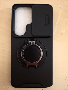 Étui double couche pour Samsung Galaxy S23 FE, avec couvercle coulissant pour l'appareil photo et anneau magnétique Rouge Photo du client 2