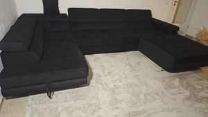 Sofiland Aller U-Form Wohnlandschaft XXL Schlaffunktion 2 Bettkästen Dunkelgrau Links Kunden-Foto 2
