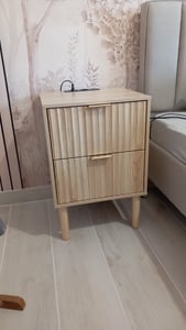 FCH Nachttisch 2er Set, mit 2 Schubladen, 2 AC-Steckdosen, 2 USB-Anschlüsse, 40x39.5x60cm Kunden-Foto 1