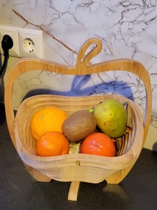 Obstkörbe, faltbarer Obstkorb, Obstschale, Ananas-Design aus Bambus, vielseitig nutzbar als Untersetzer & Schneidebrett Kunden-Foto 1