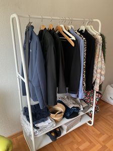 VASAGLE Kleiderständer 2 Ablagen 6 Haken Stahlgestell Kunden-Foto 2