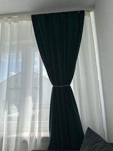 Vorhänge aus Velours mit Kräuselband 140x160 cm 2 Stücke Rosa Puderrosa Fertige Gardinen Kunden-Foto 1
