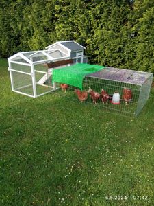 Wiltec Freilaufgehege für Kleintiere, 183 x 122 x 60 cm, stabiles und sicheres Laufstallgitter mit Sonnenschutz und 3 Öffnungen Kunden-Foto 1