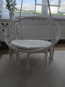 tillvex Chaise suspendue Gris 200kg à suspendre | Chaise suspendue Indoor & Outdoor | Panier suspendu résistant aux intempéries | Panier à bascule avec coussin Photo du client 1
