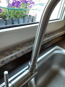 Hochdruck Vorfenster Küchenarmatur Umklappbar Spültischarmatur, Einhebelmischer 360° Drehbar aus Edelstahl Wasserhahn Küche, Gebürstet Kunden-Foto 5